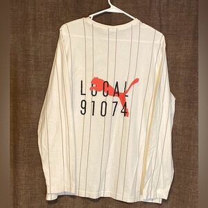 PUMA SE-Puma Way Local 91074  Long Sleeve Tee off White Pinstripes  Mens Large